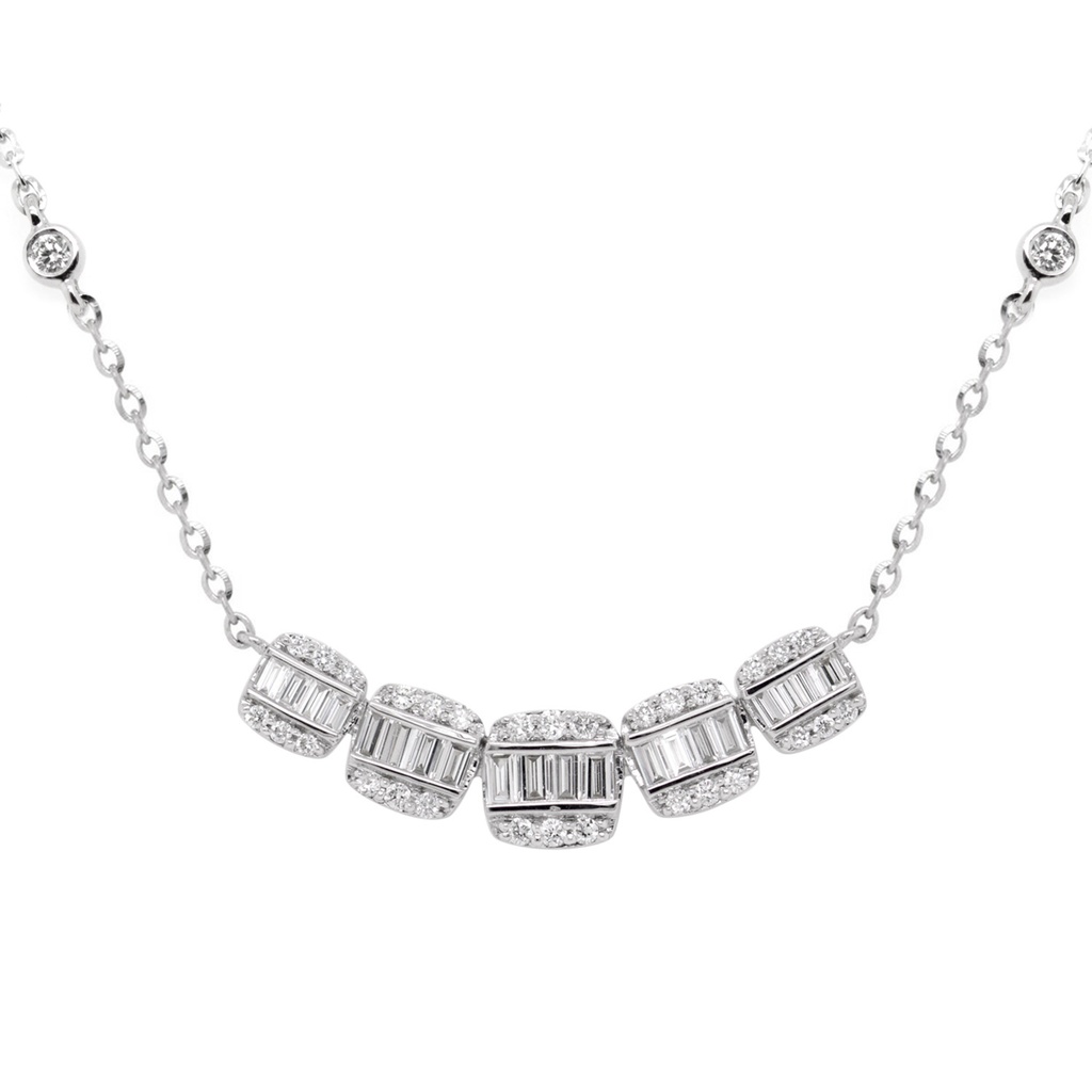 GARGANTILL ICE DIAMANTES Talla-Brillante/Baguette 0.39ct GVS 2.0gr. 40/45cm ORO BLANCO 18K