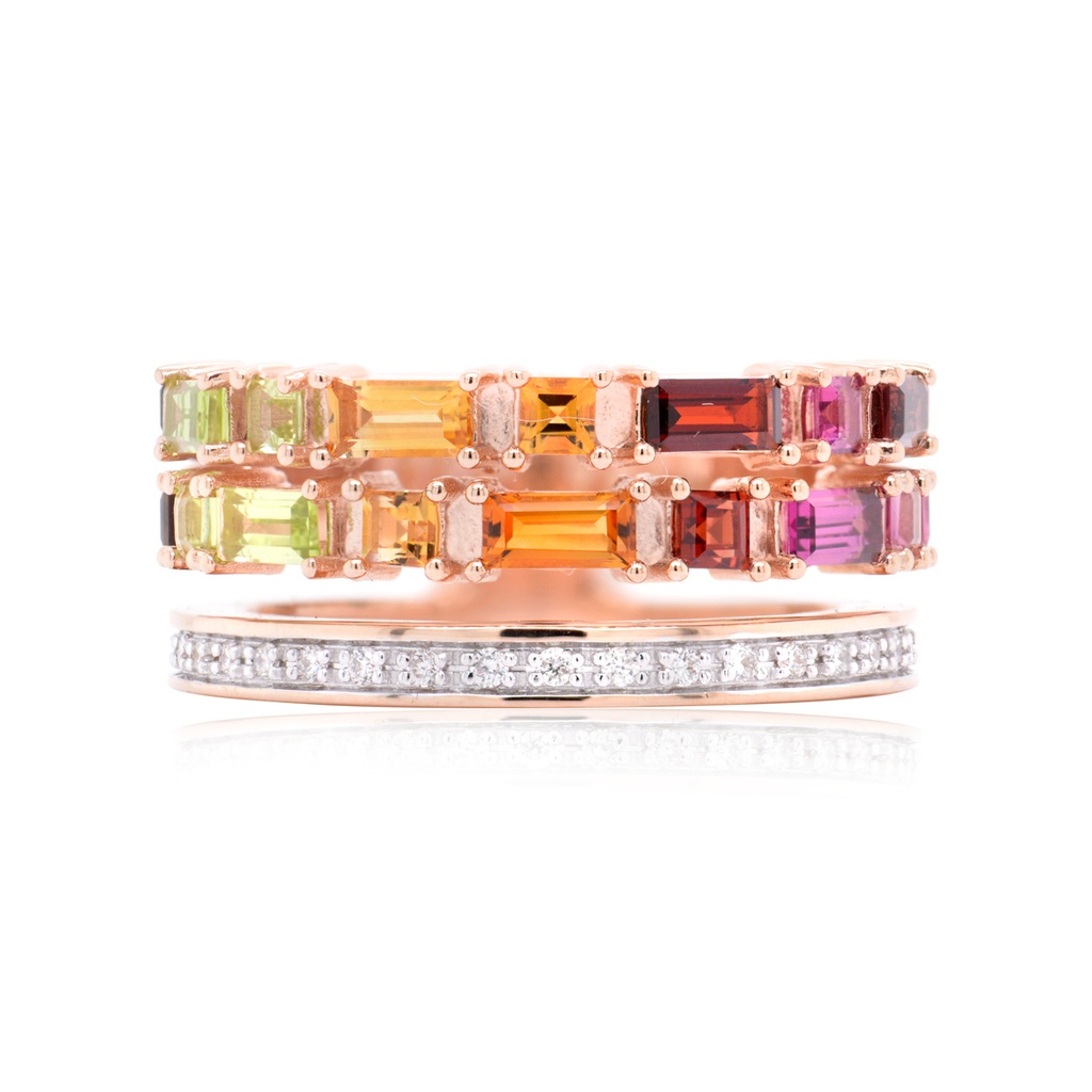 ANILLO CROMATICA MULTI-GEMAS B13P HSI 12.1gr ORO ROSA 18K