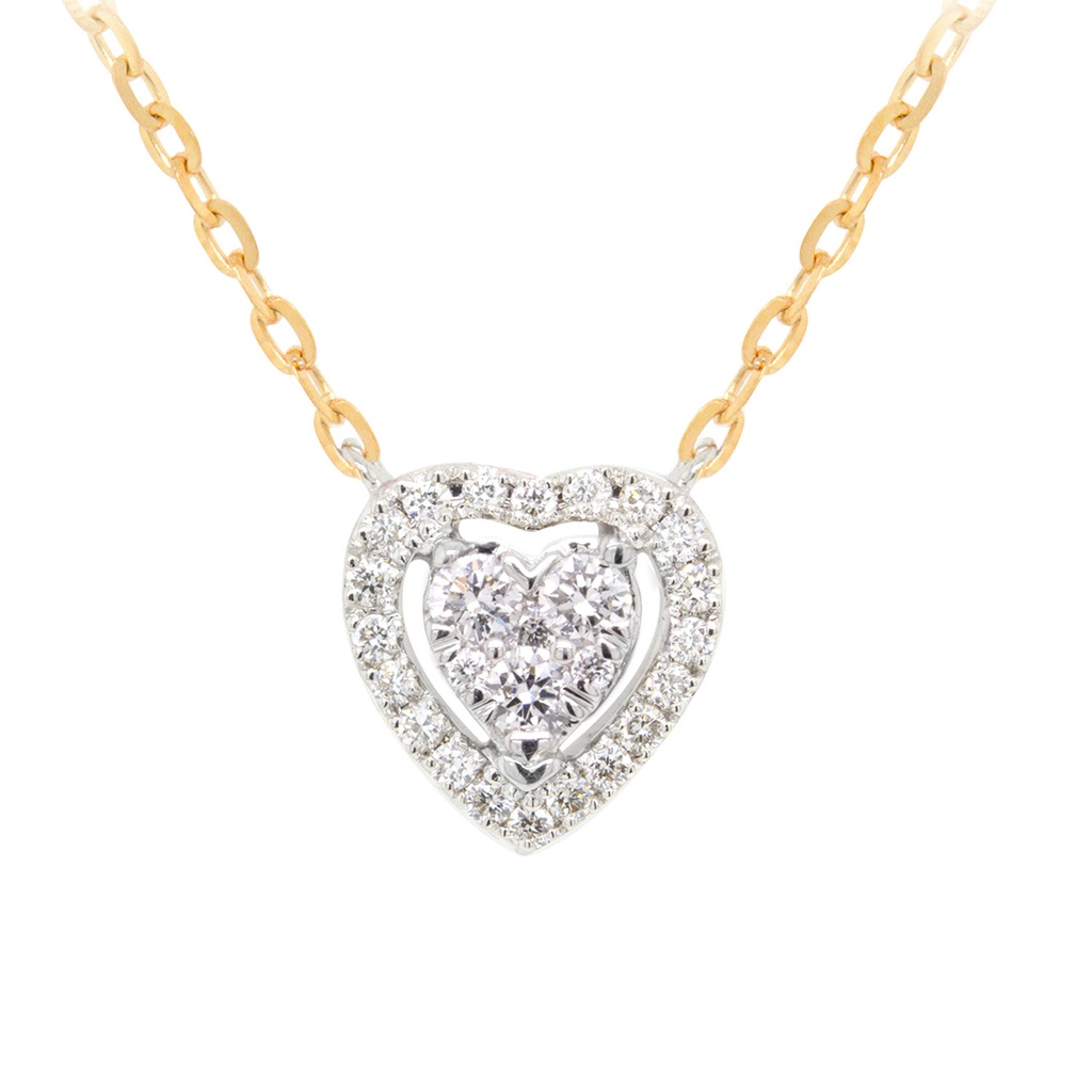 Gargantilla HEART/HALO Diamantes-0.10Ct GVS 18YW