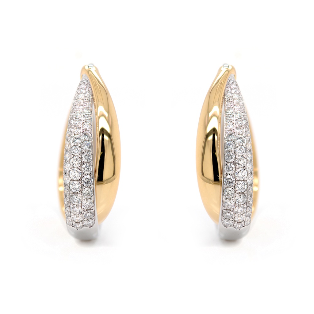 Aretes “MEGHAN“ - DIAMANTE-0.99CT VSG 10.4gr. ORO AMARILLO/BLANCO 18K