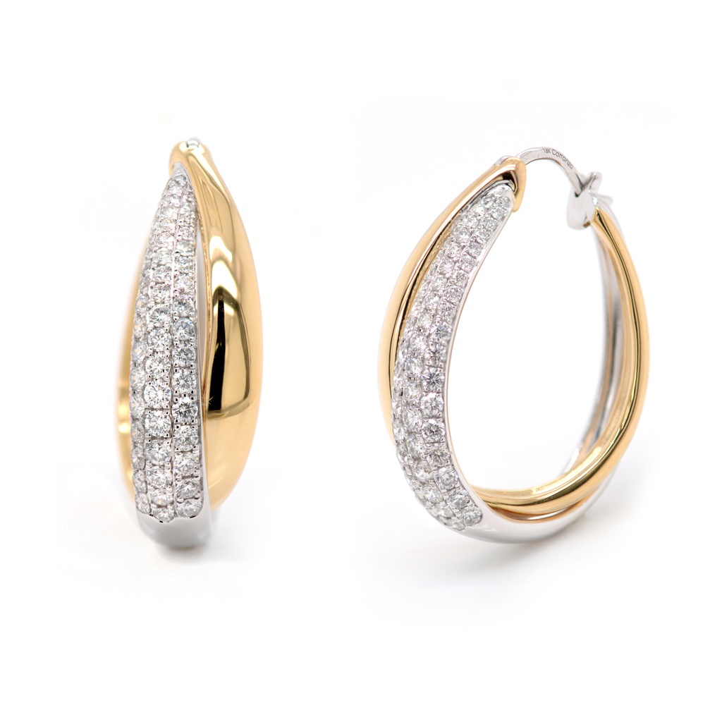 Aretes “MEGHAN“ - DIAMANTE-0.99CT VSG 10.4gr. ORO AMARILLO/BLANCO 18K