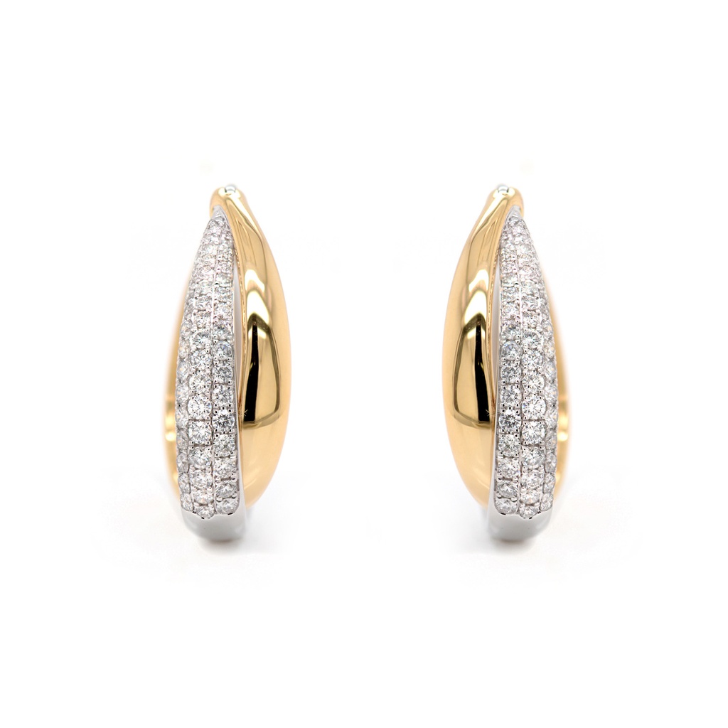 Aretes “MEGHAN“ - DIAMANTE-0.99CT VSG 10.4gr. ORO AMARILLO/BLANCO 18K