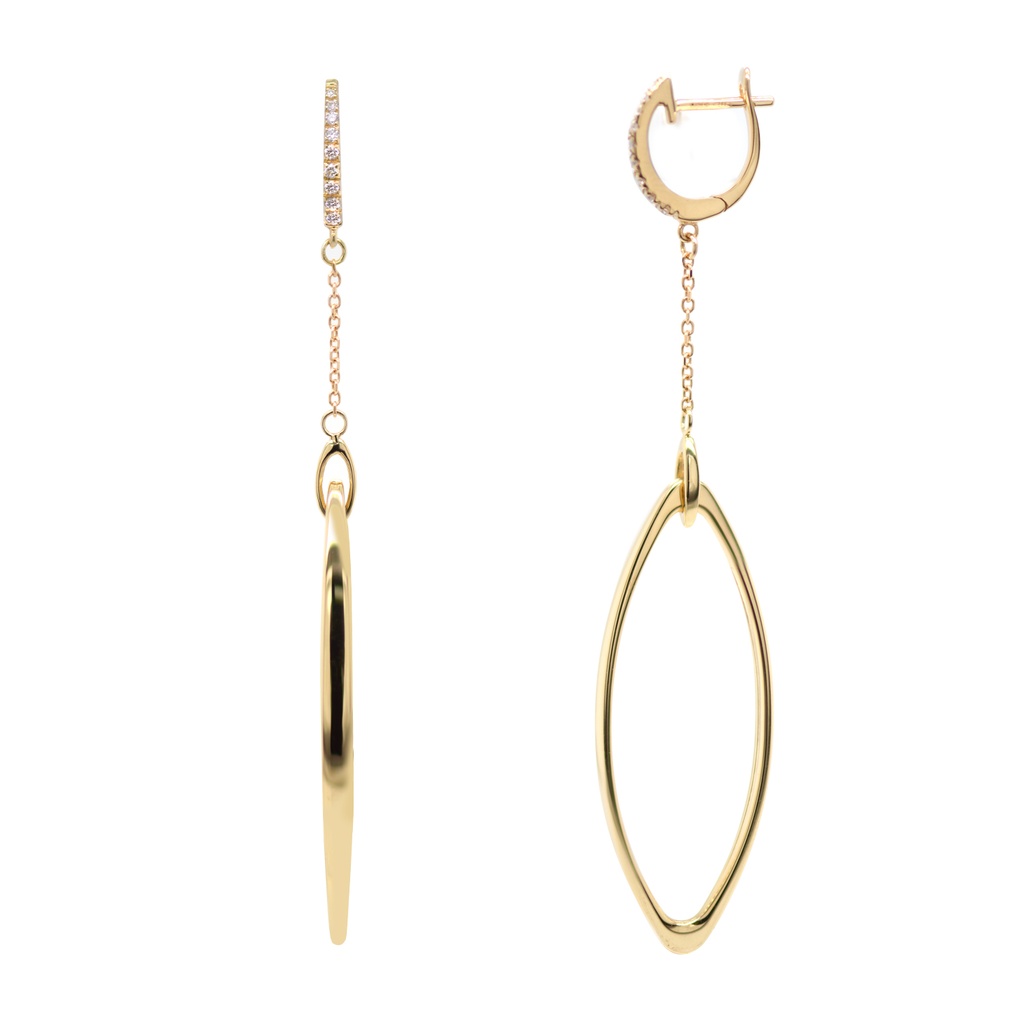 Aretes CHIMENTO “LINK SENSI“ - 0.13ct-DIAMANTE GVS 4.4gr. Oro Amarillo 18K