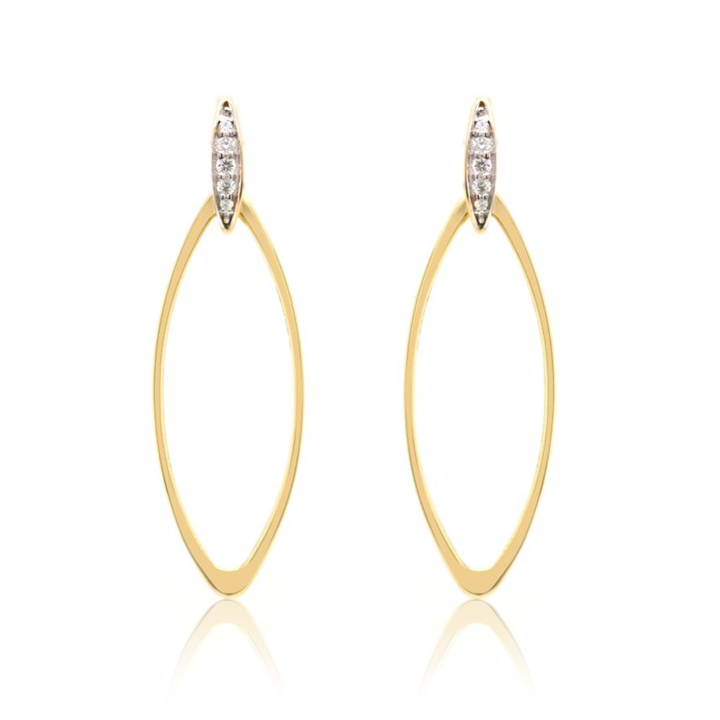 Aretes CHIMENTO “LINK SENSI“ - 0.17ct-DIAMANTE GVS 5.5gr. Oro Amarillo/Blanco 18K