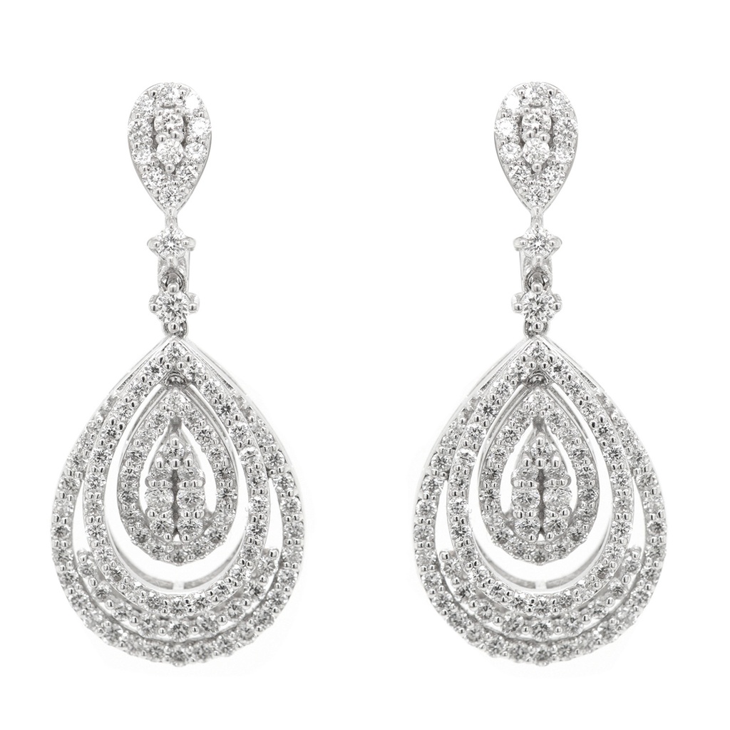 Aretes “ENCANTO“ 198-DIAMANTES 1.37ct GVS 10.27gr. ORO BLANCO 18K