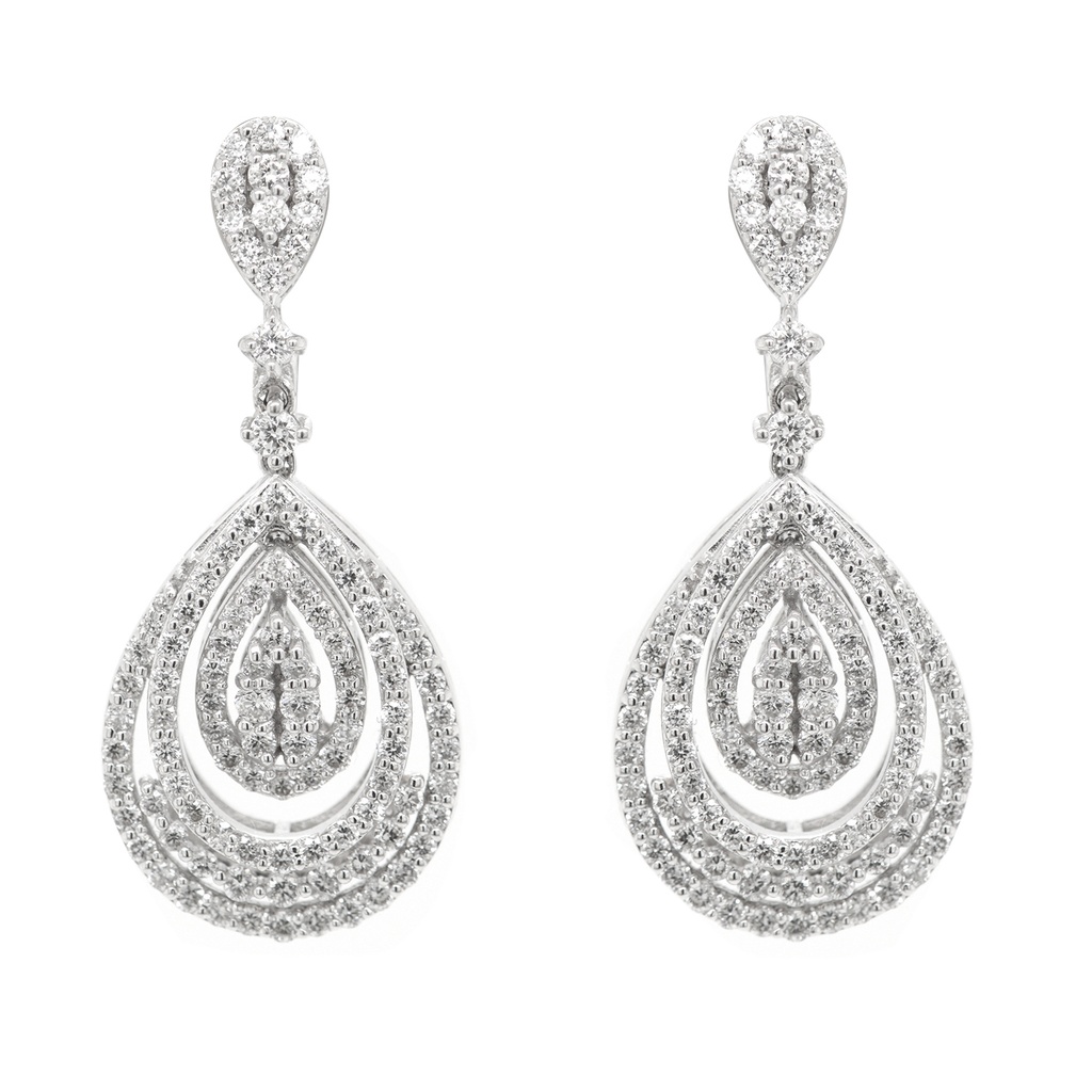 Aretes “ENCANTO“ 198-DIAMANTES 1.37ct GVS 10.27gr. ORO BLANCO 18K