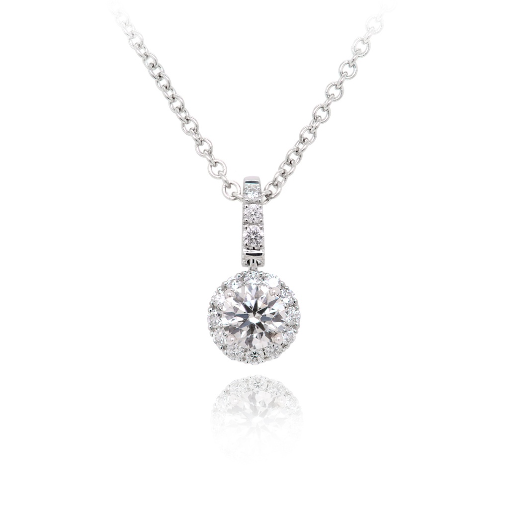 [CYC] Gargantilla "Amor total" CDMU con 1 Diamante LOVESTONE 1/4ct TE AMO y una riviera de 15 diamantes 0.12cttw,  3gr Oro Blanco 18k 