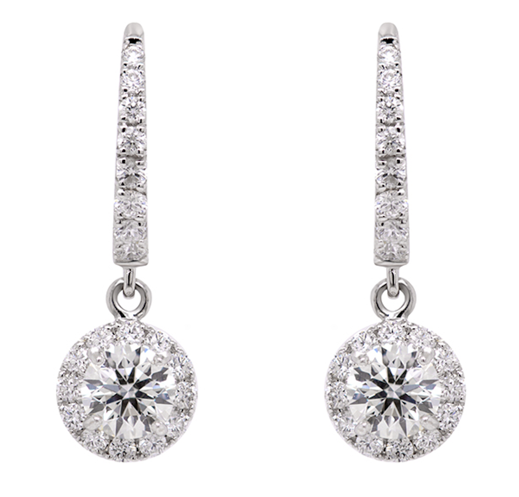 [CYC] Aretes "Amor Total" Halo 2 Diamantes LOVESTONE 1/2cttw TE AMO, con halo y riviera de 40 Diamantes 0.32cttw 2.00gr Oro Blanco 18K