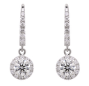[CYC] Aretes "Amor Total" Halo 2 Diamantes LOVESTONE 1/2cttw TE AMO, con halo y riviera de 40 Diamantes 0.32cttw 2.00gr Oro Blanco 18K