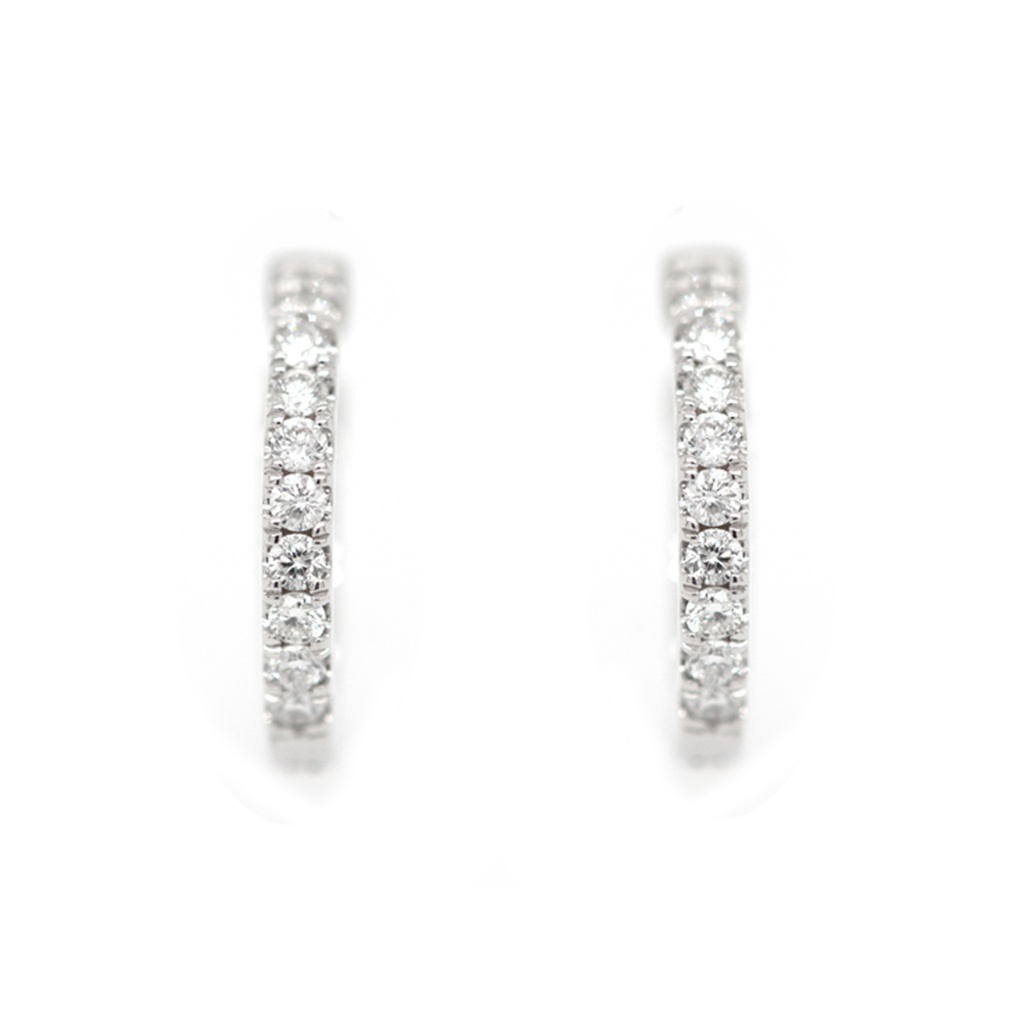 Arracadas “Everyday“ - 20-DIAMANTES 0.30ct GVS 2.7gr. 15x2mm ORO BLANCO 18K