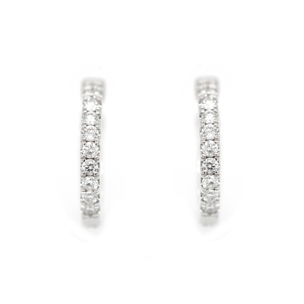Arracadas “Everyday“ - 20-DIAMANTES 0.30ct GVS 2.7gr. 15x2mm ORO BLANCO 18K