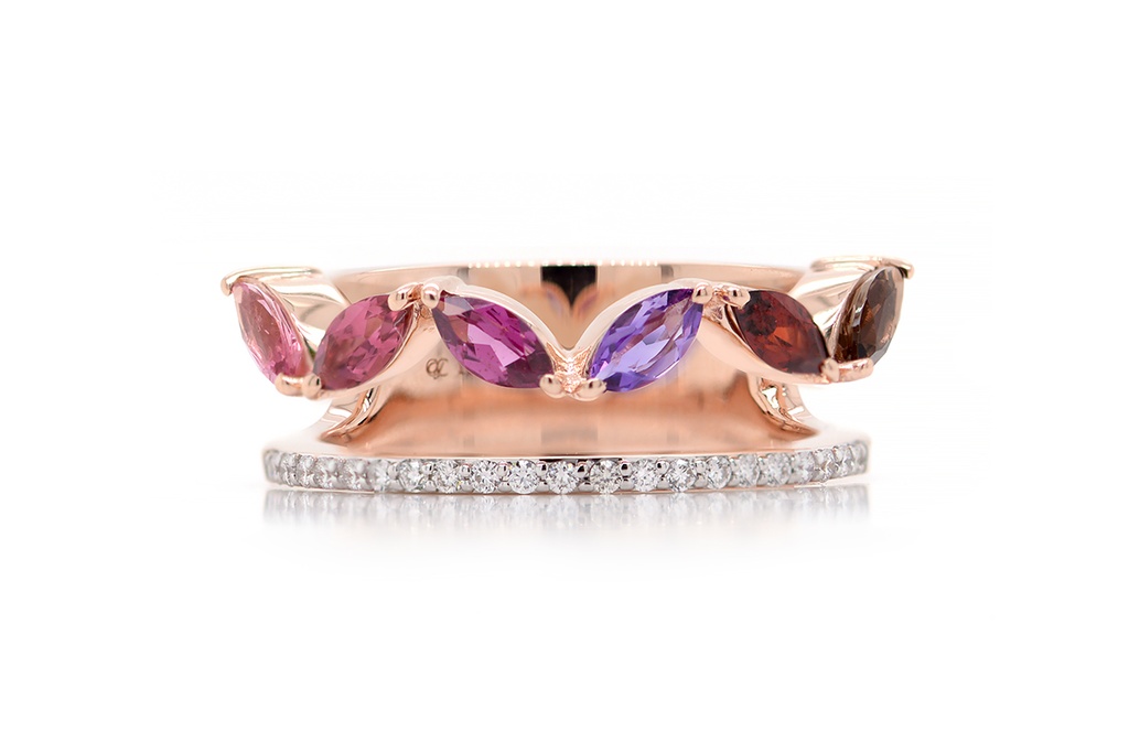 ANILLO CROMATICA B14P MULTI-GEMA 7.4gr ORO ROSA 18K