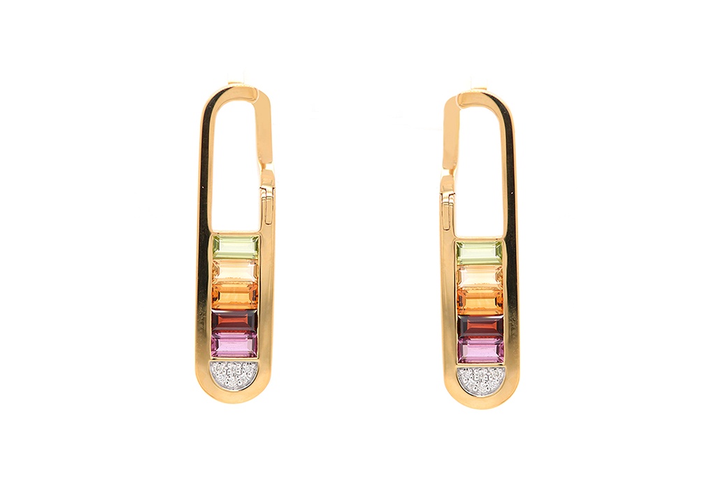 ARETES CROMATICA B6P MULTI-GEMA 8.2gr ORO AMARILLO/BLANCO 18K