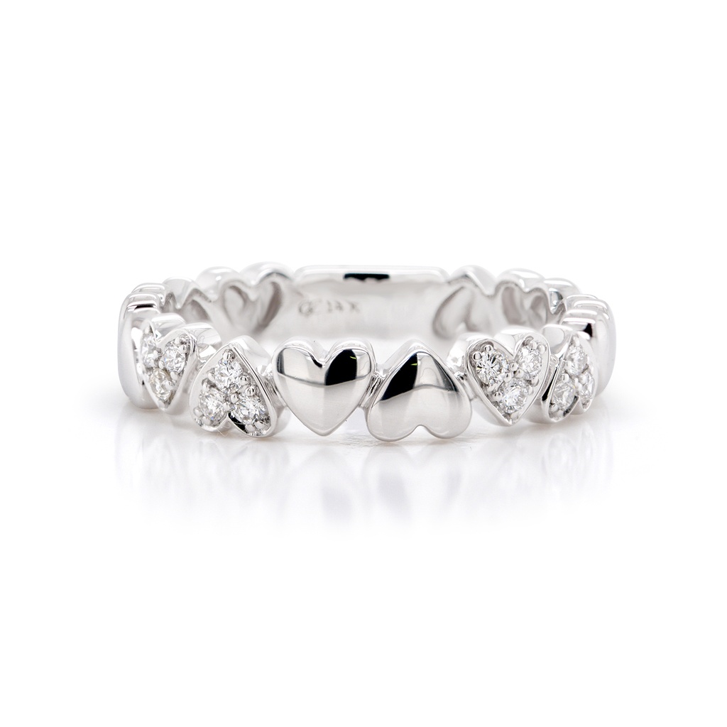 Anillo AmoreVero “HEART POWER“ - Oro 14k blanco - 0.14ct