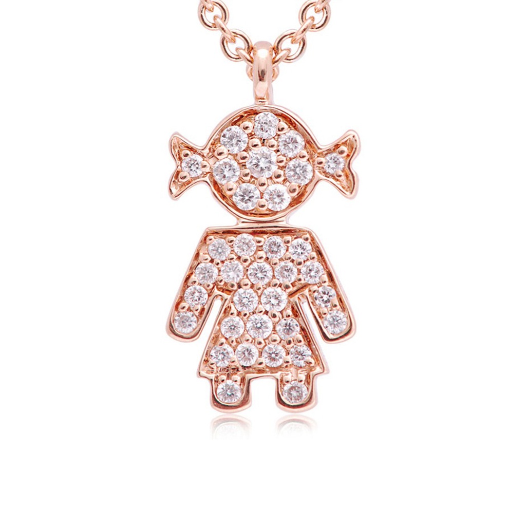 GARG C/DIJE GIRL/PAVE B21P 4.7gr. 39/42cm. ORO ROSA 18K
