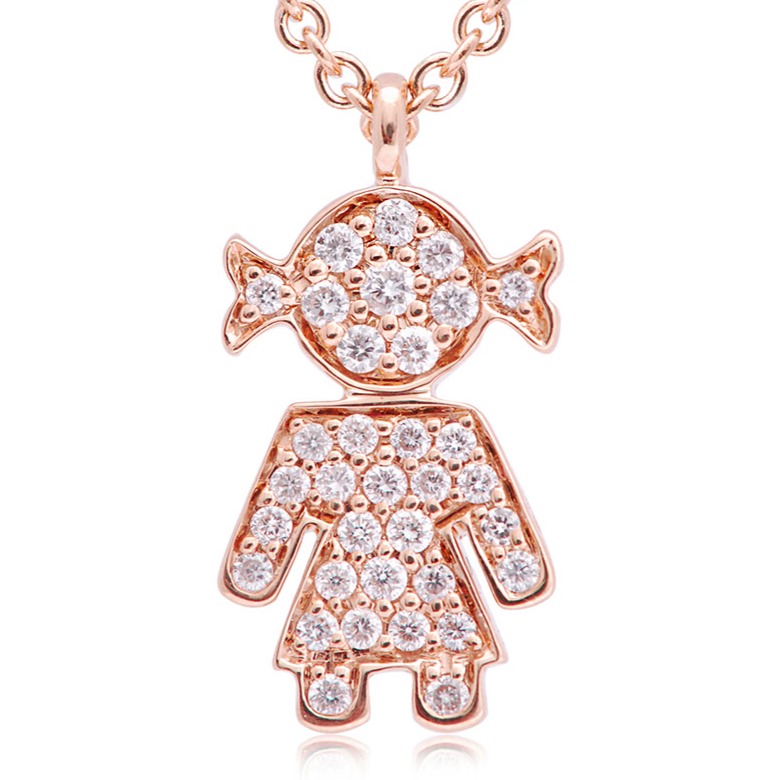 GARG C/DIJE GIRL/PAVE B21P 4.7gr. 39/42cm. ORO ROSA 18K