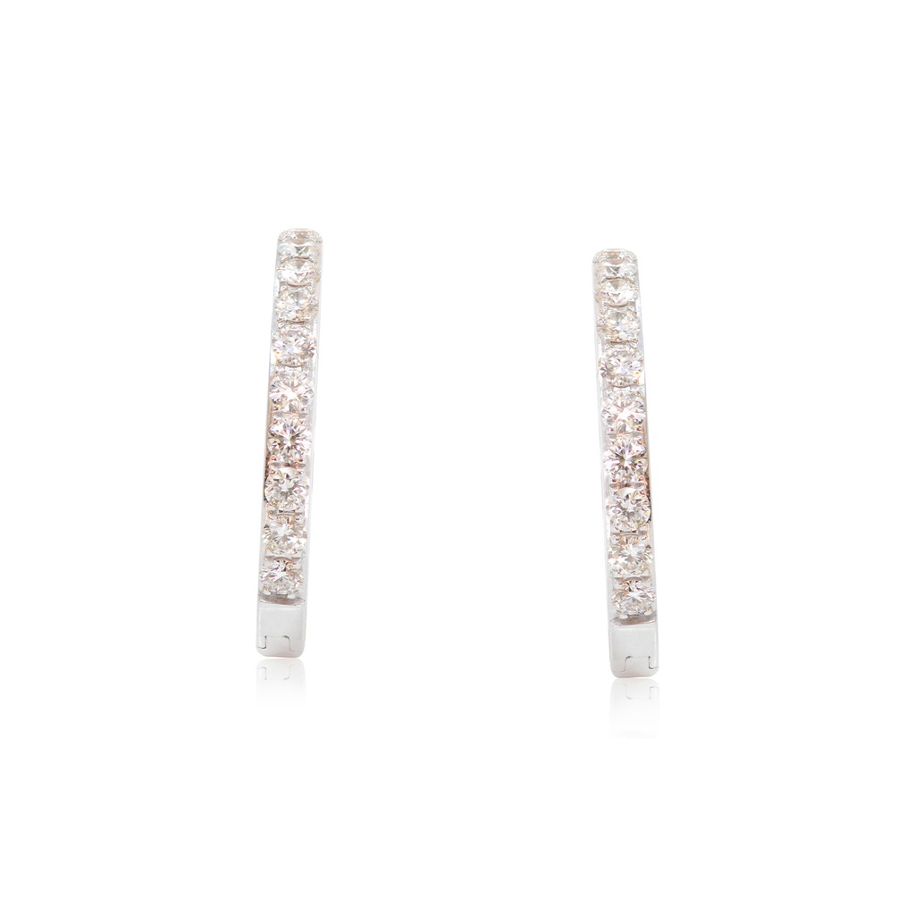 ARRACADAS DIAMOND HOOP B40P 1.6CM 2.8gr ORO BLANCO 18K