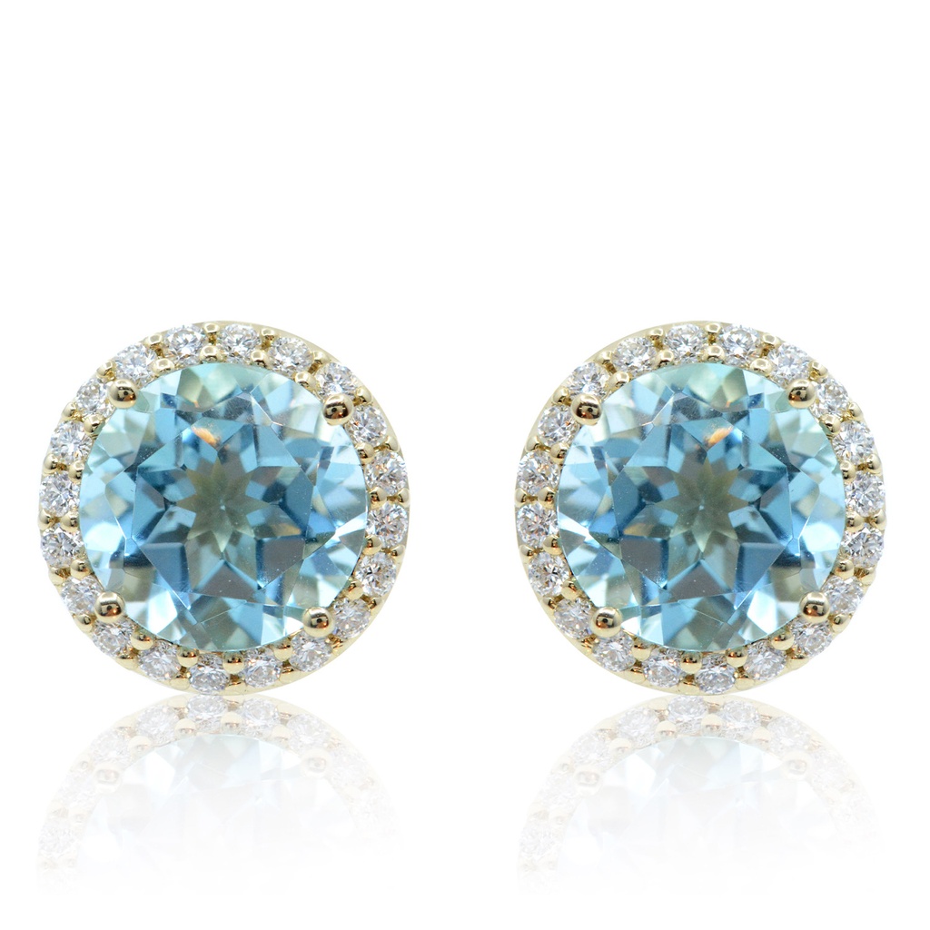 ARETES SONNE TOPACIO-AZUL B40P 3.7gr ORO AMARILLO 18K
