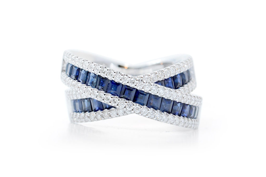 ANILLO SELIG ZAFIRO-AZUL B58P 10.2gr ORO BLANCO 18K