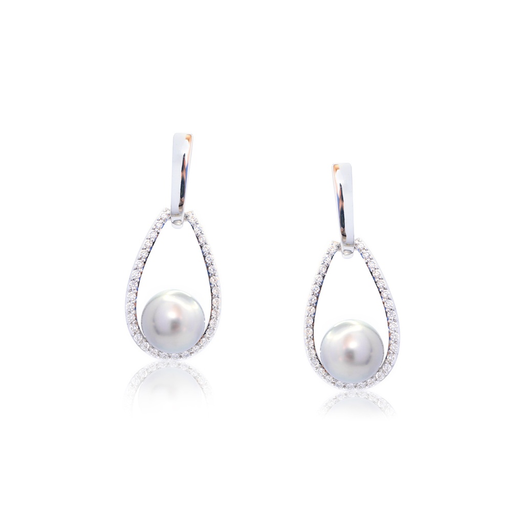 ARETES TAHITIAN PEARL B42P 5.1gr ORO BLANCO 18K