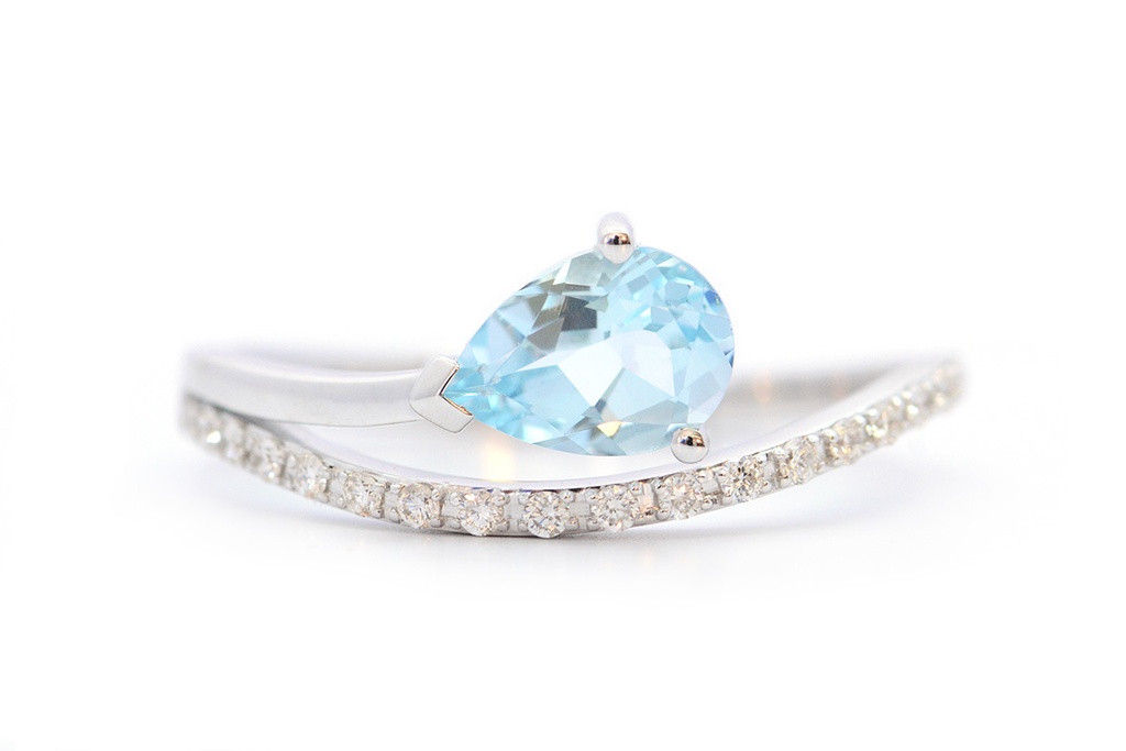 ANILLO BLUE/TOPAZ B12P 2.9gr ORO BLANCO 18K