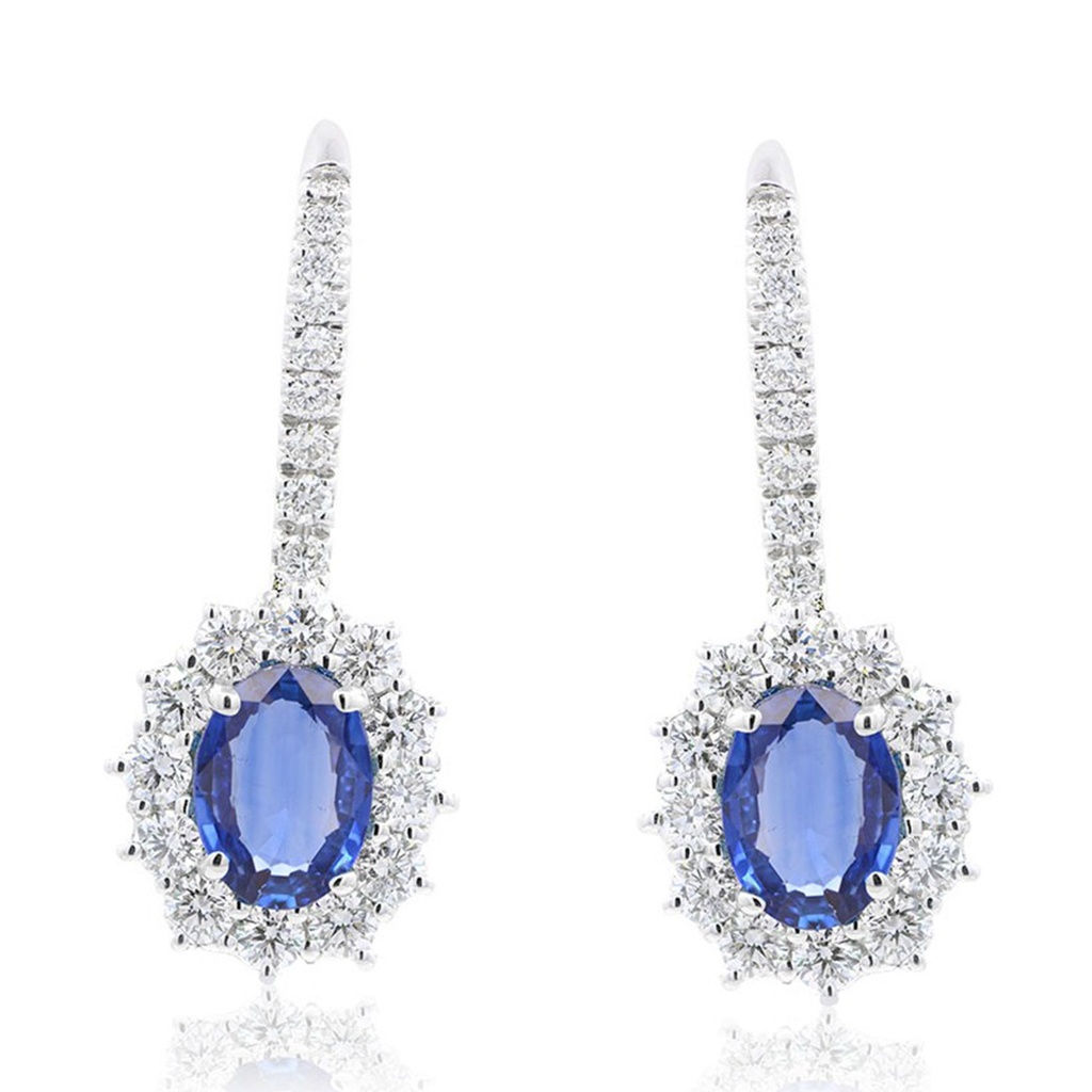 ARETES HALO B119P FVS ZAFIRO-OV238P 5.4gr. ORO BLANCO 18K