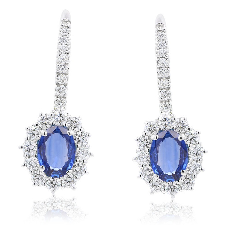 ARETES HALO B119P FVS ZAFIRO-OV238P 5.4gr. ORO BLANCO 18K