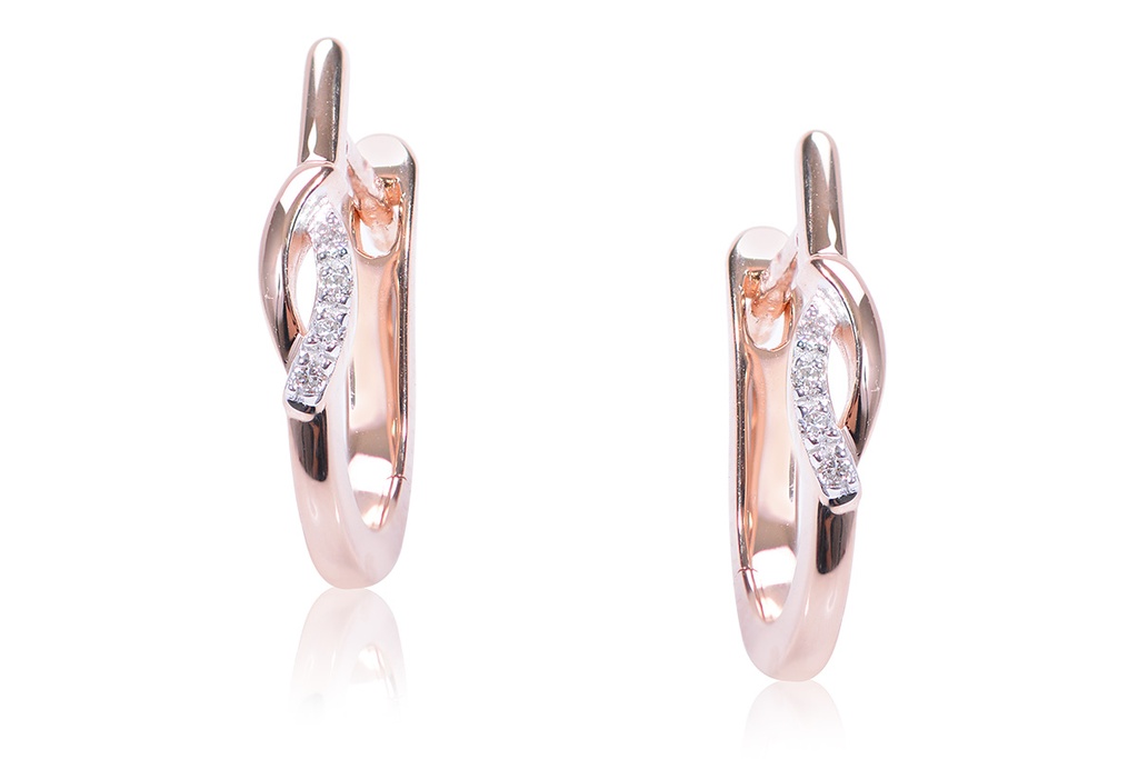 Aretes LOVE/KNOT DIAMANTE-0.04Ct 2.2gr ORO ROSA 18K