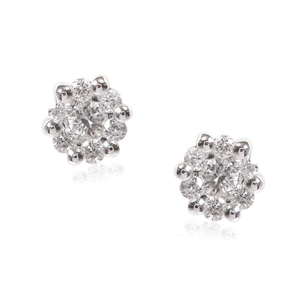 Aretes Pure Love “CLUSTER“ - DIAMANTES 0.15ct HSI 1.05gr. ORO BLANCO 18K