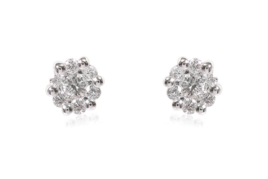 Aretes Pure Love “CLUSTER“ - DIAMANTES 0.15ct HSI 1.05gr. ORO BLANCO 18K