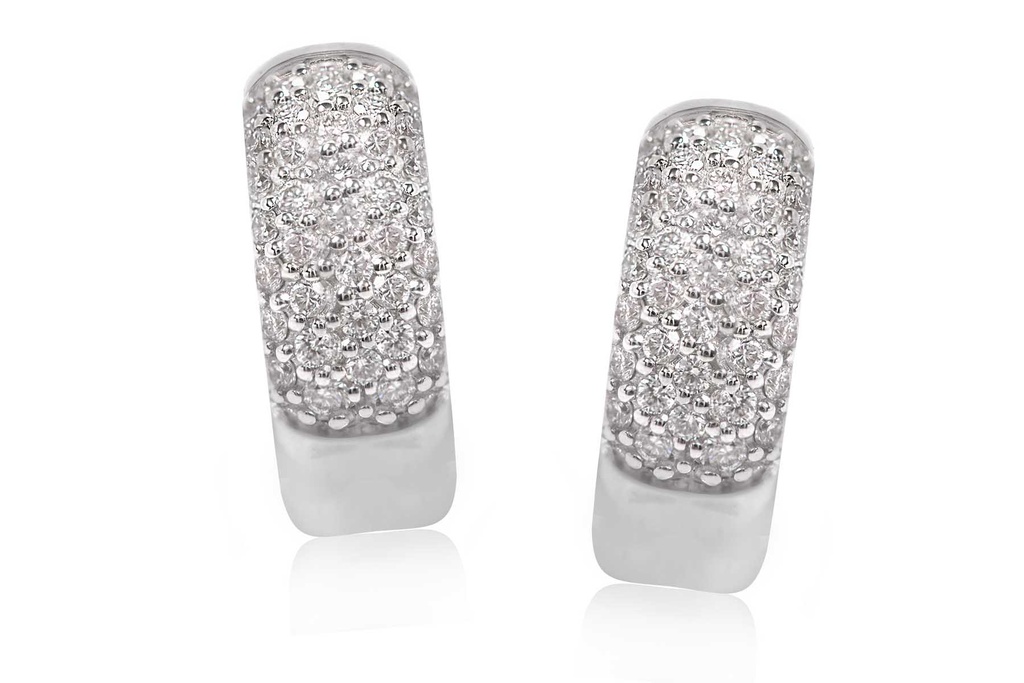ARRACADAS HG B37P PAVE 13X4MM 5.9gr ORO BLANCO 18K