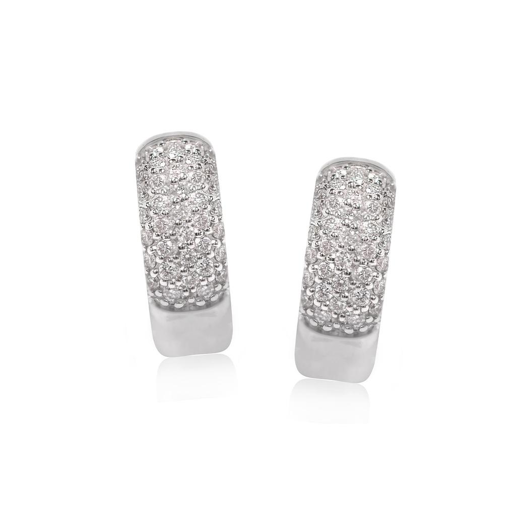 ARRACADAS HG B37P PAVE 13X4MM 5.9gr ORO BLANCO 18K