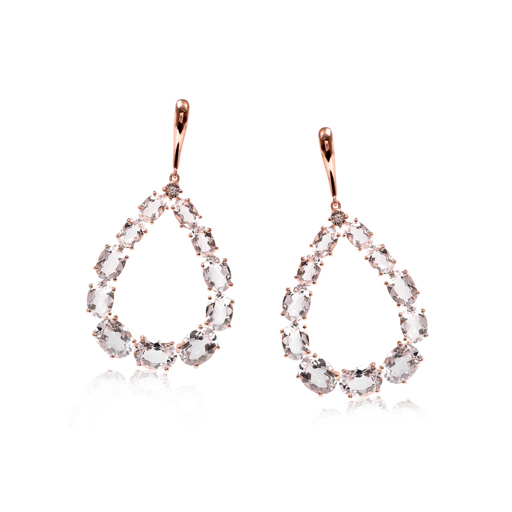 Aretes BRUMANI OR/OB LOOPING SHINE Cuarzo-15.0ct Diamante-0.02ct 7.4gr 18KY