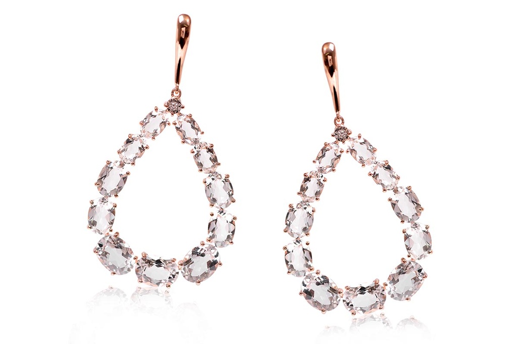 Aretes BRUMANI OR/OB LOOPING SHINE Cuarzo-15.0ct Diamante-0.02ct 7.4gr 18KY