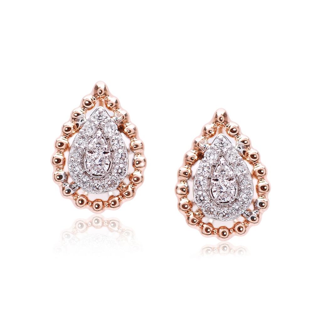ARETES FRENCH PAVE B15P VS/G 2.0gr. ORO ROSA/BLANCO 18K