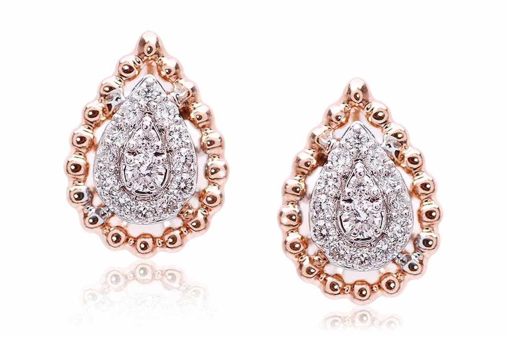 ARETES FRENCH PAVE B15P VS/G 2.0gr. ORO ROSA/BLANCO 18K