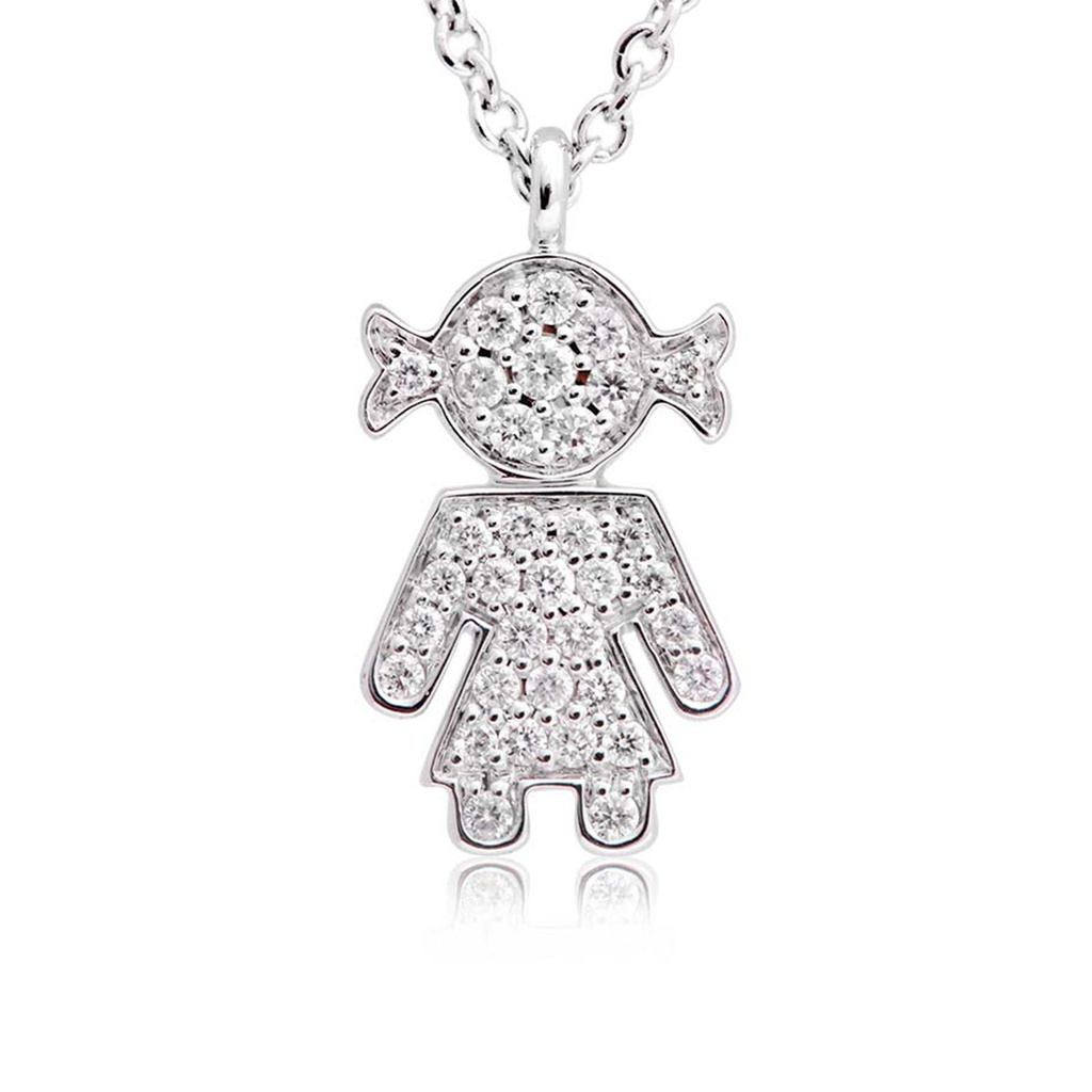 GARG C/DIJE GIRL/PAVE B21P 4.5gr. 39/42cm. ORO BLANCO 18K