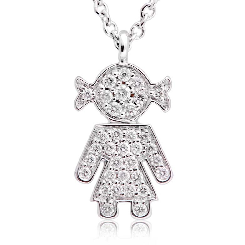 GARG C/DIJE GIRL/PAVE B21P 4.5gr. 39/42cm. ORO BLANCO 18K