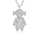 GARG C/DIJE GIRL/PAVE B21P 4.5gr. 39/42cm. ORO BLANCO 18K