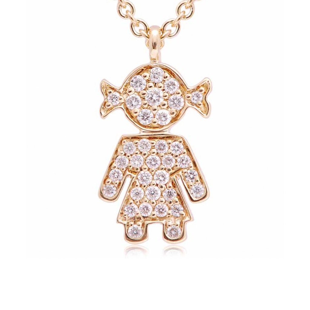 GARG C/DIJE GIRL/PAVE B21P 4.5gr. 39/42cm. ORO AMARILLO 18K