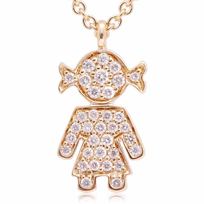 GARG C/DIJE GIRL/PAVE B21P 4.5gr. 39/42cm. ORO AMARILLO 18K