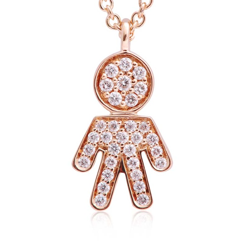 GARG C/DIJE BOY/PAVE B17P 4.3gr. 39/42cm. ORO ROSA 18K