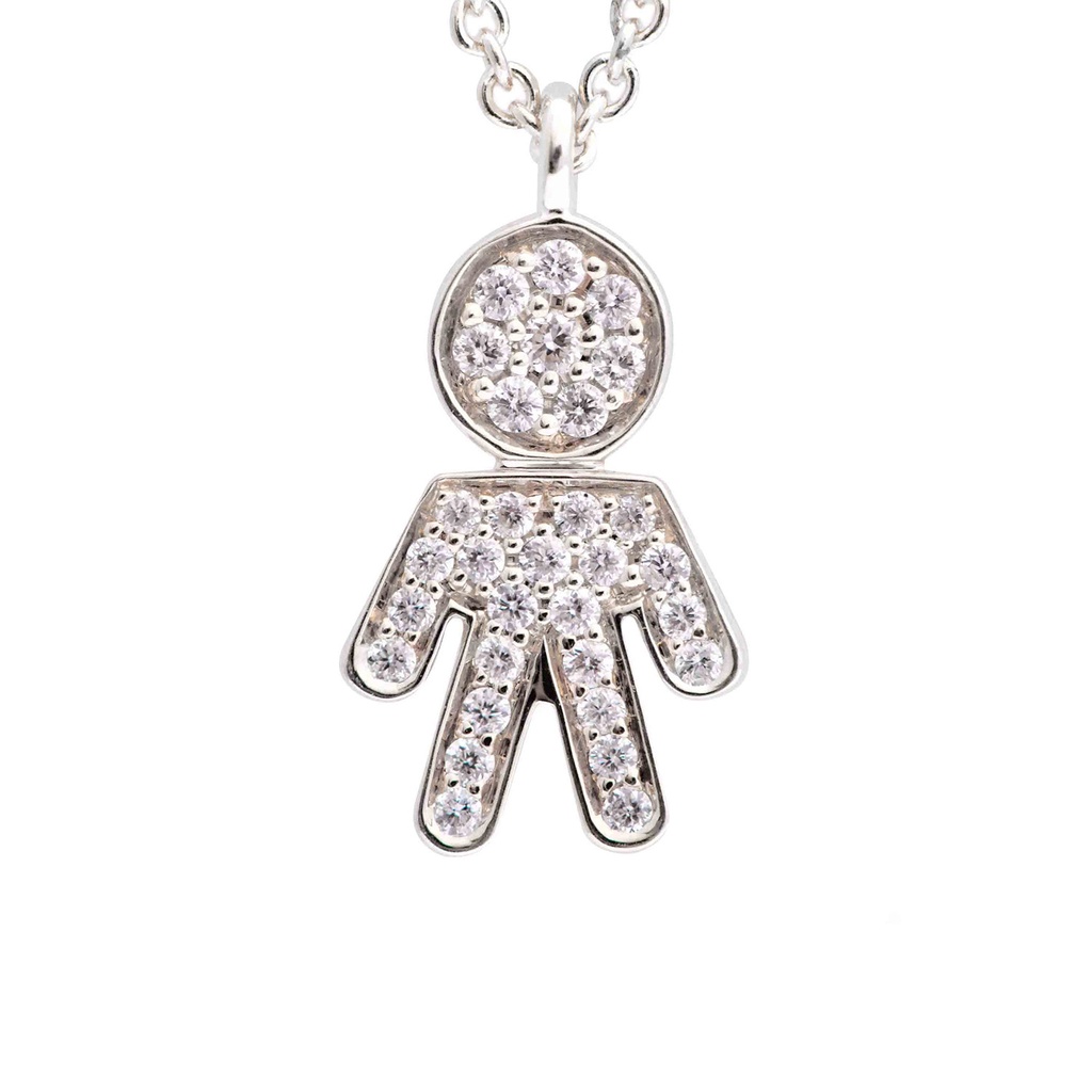 GARG C/DIJE BOY/PAVE B17P 4.5gr. 39/42cm. ORO BLANCO 18K