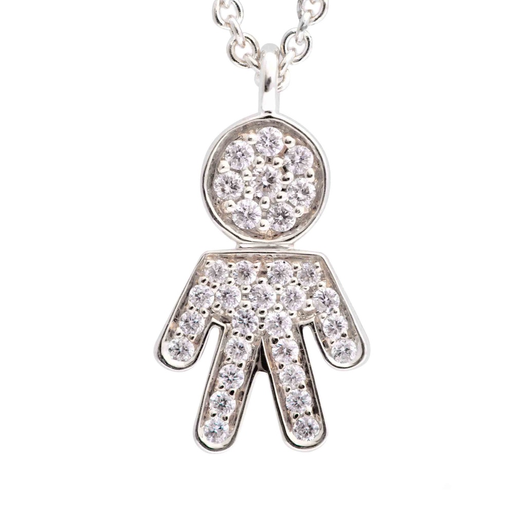 GARG C/DIJE BOY/PAVE B17P 4.5gr. 39/42cm. ORO BLANCO 18K