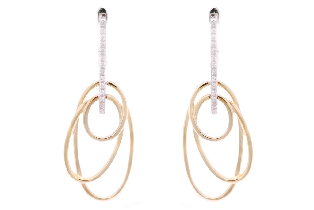 Aretes HG ORBITAL DIAMANTE-0.15Ct 7.2gr ORO AMARILLO/BLANCO 18K