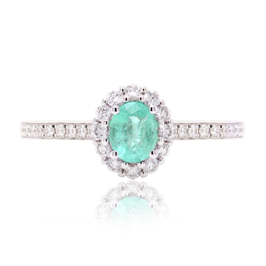 Anillo CELLINI ESMERALDA/Oval-0.33Ct Diamantes-0.24Ct GVS 18KW