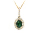 Gargantilla Frame "HALO OVAL" - ESMERALDA/Oval 0.89ct 24-DIAMANTES 0.34ct 3.4gr 42cm ORO AMARILLO18K