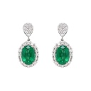 Aretes HALO 2-ESMERALDAS-1.26Ct DIAMANTE-0.50Ct GVS 3.7gr 18KW