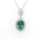 Gargantilla c/Dije HALO ESMERALDA-0.68Ct DIAMANTE-0.28Ct GVS +CAD/42cm 3.6gr 18KW