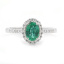 Anillo HALO ESMERALDA-0.69Ct DIAMANTE-0.26Ct GVS 3.6gr 18KW